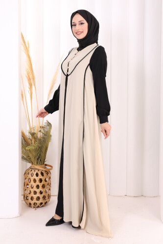 Düğme Detaylı Yelekli Elbise Takım 7060 Siyah - 3