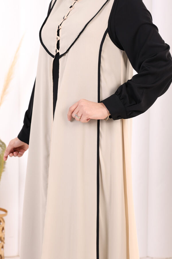 Düğme Detaylı Yelekli Elbise Takım 7060 Siyah - 6