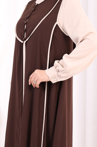 Düğme Detaylı Yelekli Elbise Takım 7060 Taş - 6