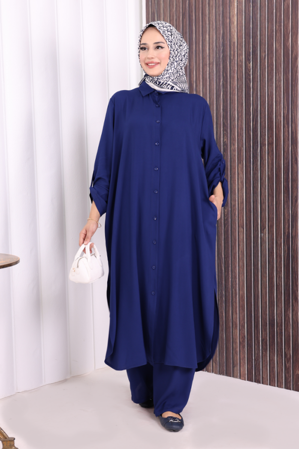 Düğmeli İkili Takım 6057 Lacivert - 1