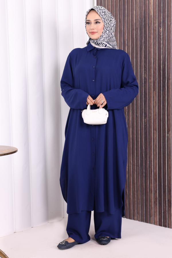 Düğmeli İkili Takım 6057 Lacivert - 2