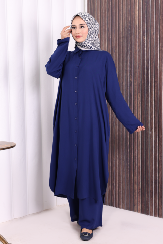 Düğmeli İkili Takım 6057 Lacivert - 3
