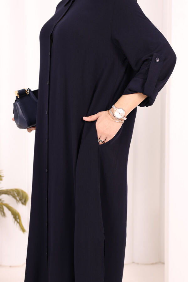 Hac Umre Düğmeli İkili Takım 6057 Lacivert - 5