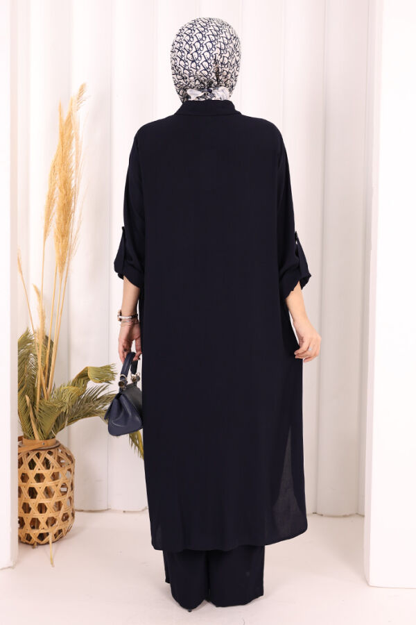 Hac Umre Düğmeli İkili Takım 6057 Lacivert - 6