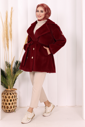 Düğmeli Kaban 70059 Bordo - 3