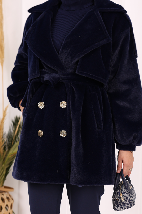 Düğmeli Kaban 70059 Lacivert - 6