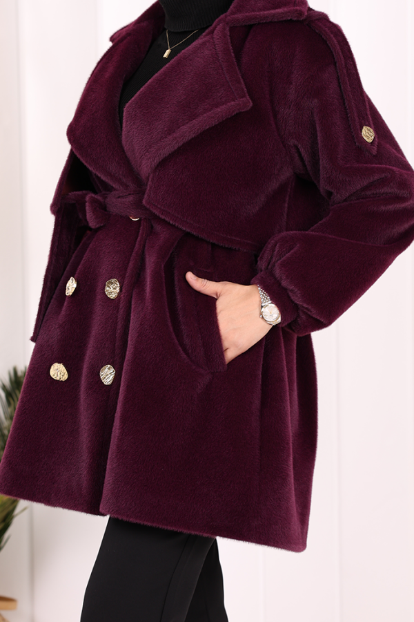 Düğmeli Kaban 70059 Mor - 6