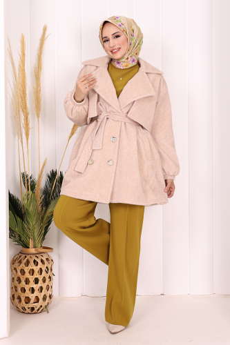 Düğmeli Kaban 70059 Taş - 2