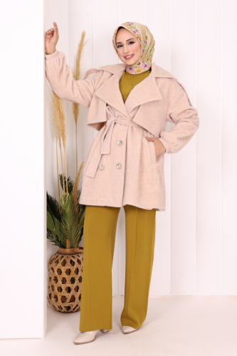 Düğmeli Kaban 70059 Taş - 3