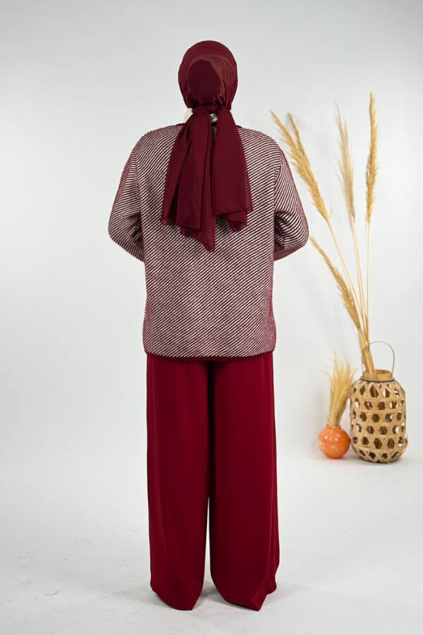 Düğmeli Triko Hırka 18318 Bordo - 2