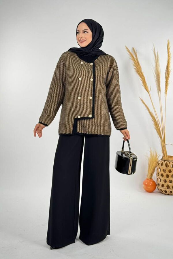 Düğmeli Triko Hırka 18318 Siyah - 1