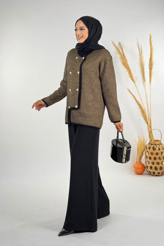 Düğmeli Triko Hırka 18318 Siyah - 3