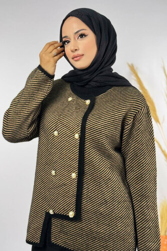 Düğmeli Triko Hırka 18318 Siyah - 4