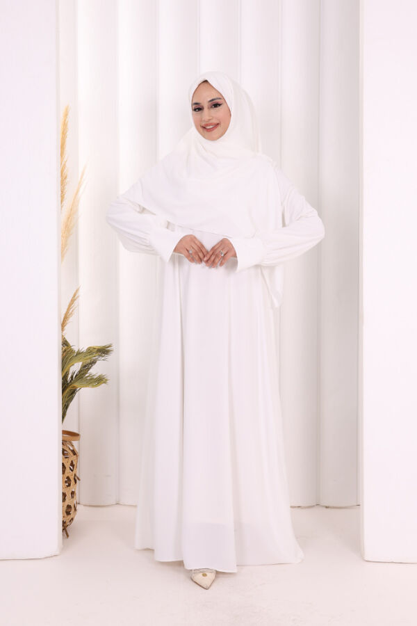 Eşarplı Elbise 6059 Ekru - 1