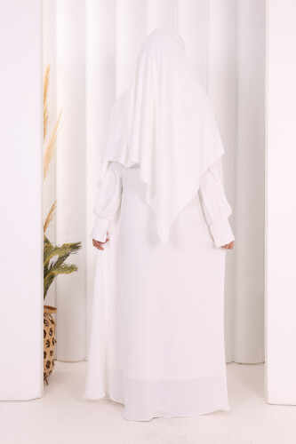 Eşarplı Elbise 6059 Ekru - 4