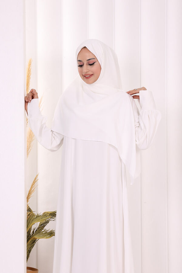 Eşarplı Elbise 6059 Ekru - 5