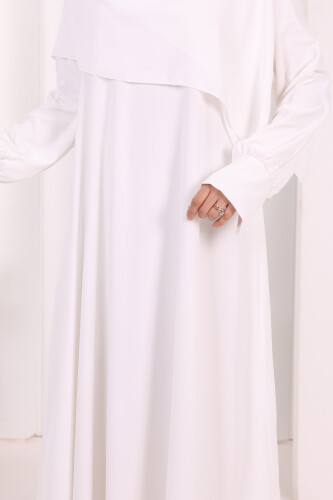 Eşarplı Elbise 6059 Ekru - 6