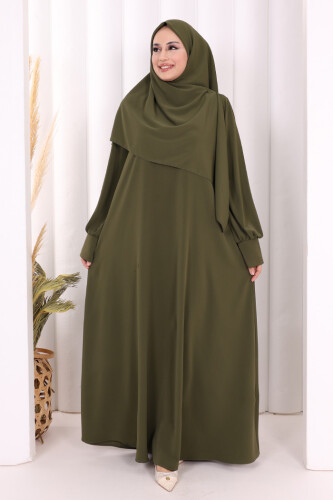 Eşarplı Elbise 6059 Haki