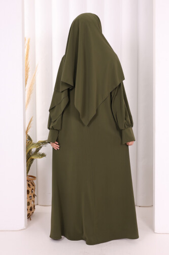 Eşarplı Elbise 6059 Haki - 5