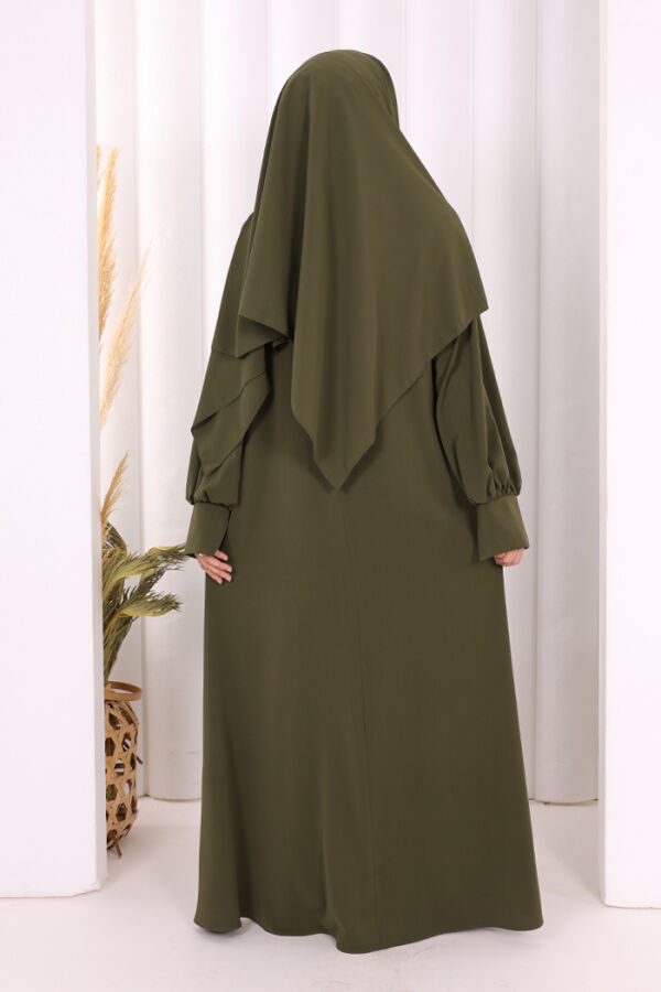 Eşarplı Elbise 6059 Haki - 5