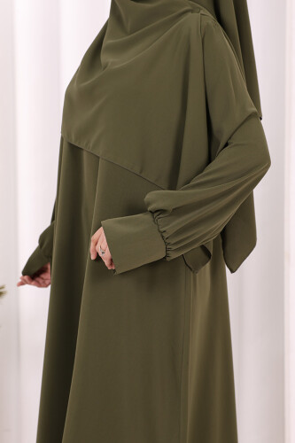 Eşarplı Elbise 6059 Haki - 6