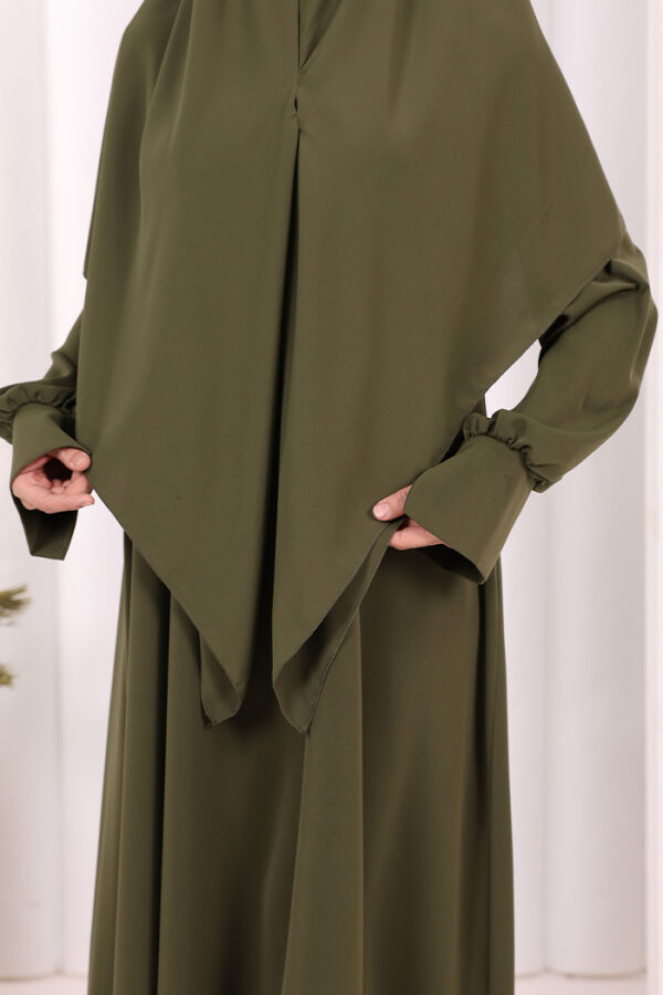 Eşarplı Elbise 6059 Haki - 7