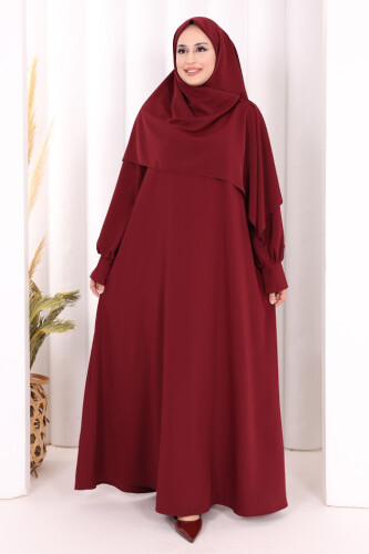 Eşarplı Elbise 6059 Mürdüm