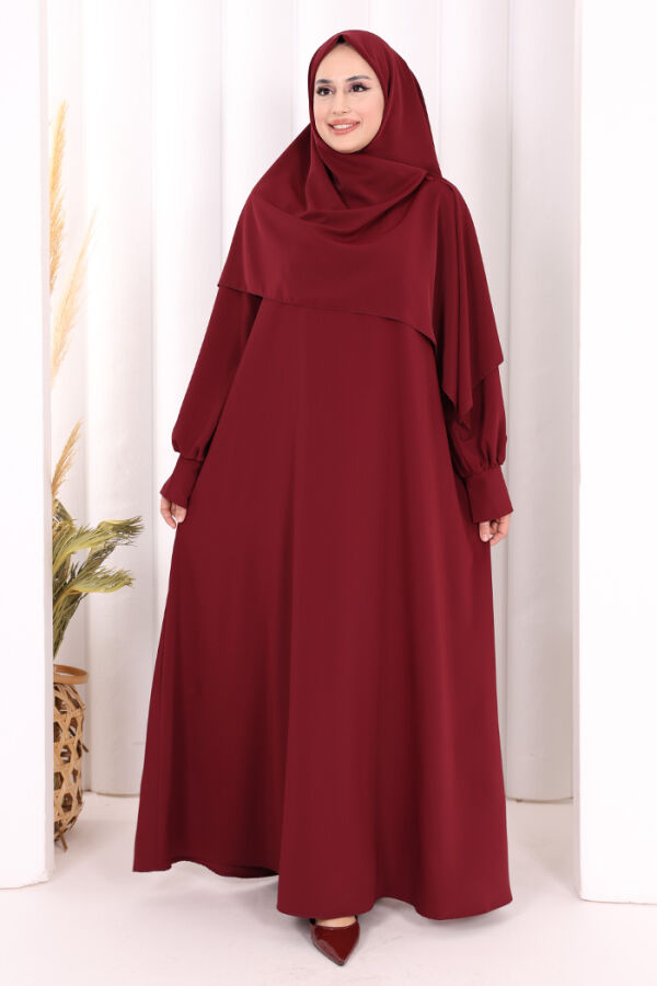 Eşarplı Elbise 6059 Mürdüm - 1