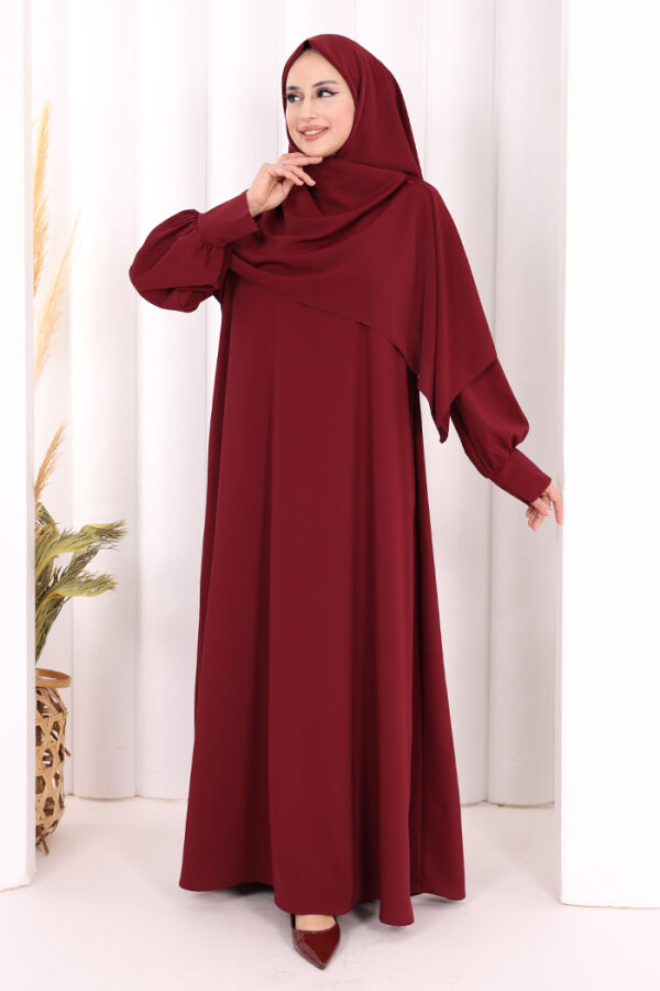 Eşarplı Elbise 6059 Mürdüm - 2