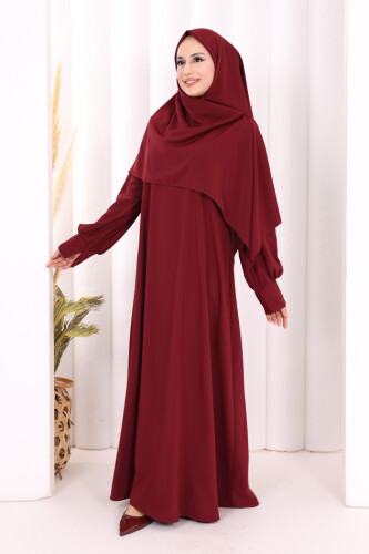 Eşarplı Elbise 6059 Mürdüm - 3