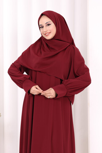 Eşarplı Elbise 6059 Mürdüm - 5