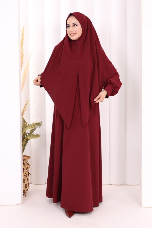 Eşarplı Elbise 6059 Mürdüm - 6