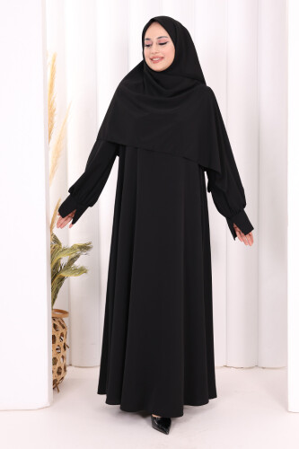 Eşarplı Elbise 6059 Siyah 