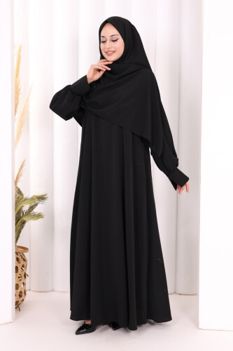 Eşarplı Elbise 6059 Siyah - 2