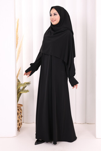 Eşarplı Elbise 6059 Siyah - 3