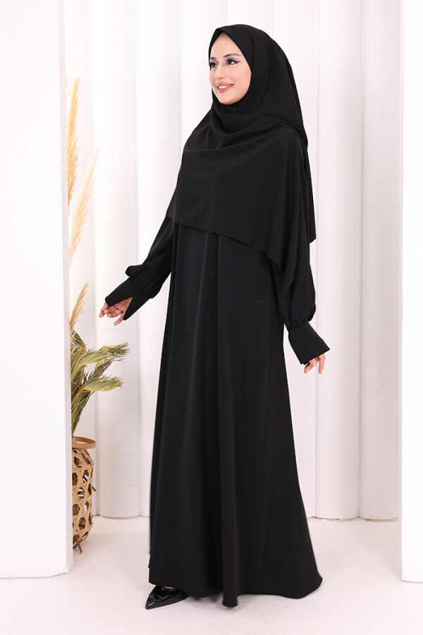 Eşarplı Elbise 6059 Siyah - 3