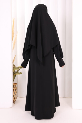 Eşarplı Elbise 6059 Siyah - 4