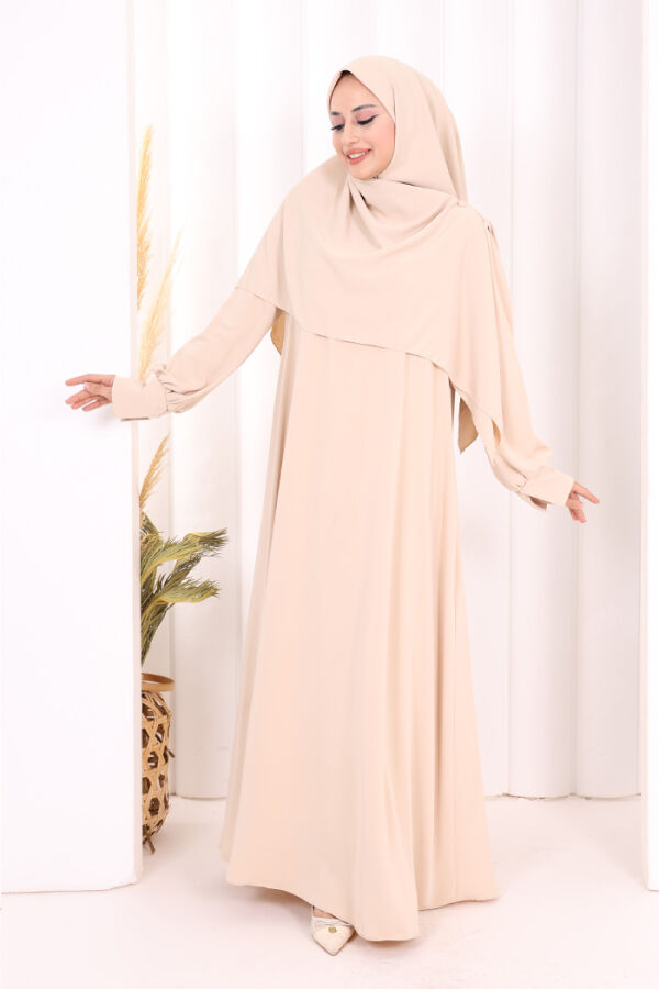 Eşarplı Elbise 6059 Taş - 2