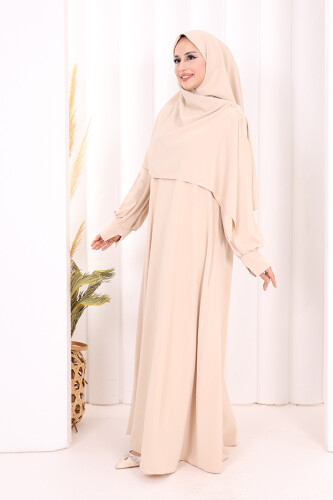 Eşarplı Elbise 6059 Taş - 3