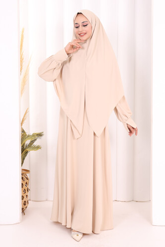 Eşarplı Elbise 6059 Taş - 4