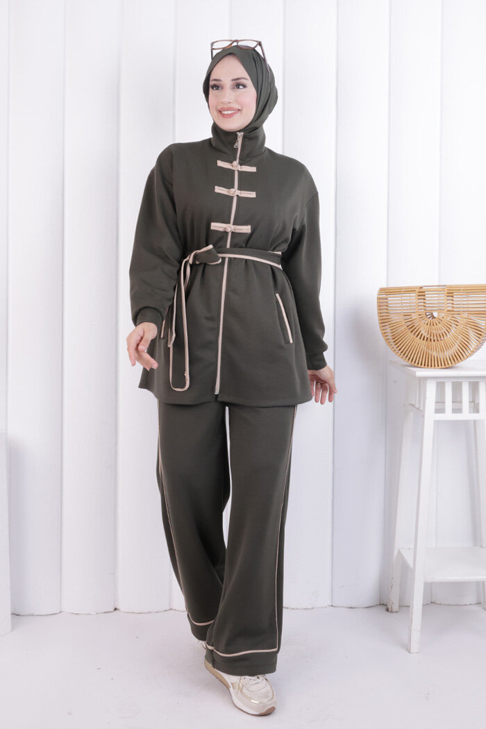 Fermuarlı Biritli Takım 1206 Haki - 2