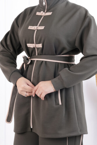 Fermuarlı Biritli Takım 1206 Haki - 6