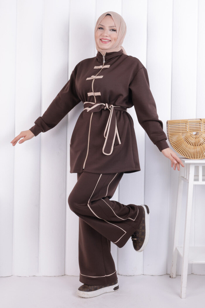 Fermuarlı Biritli Takım 1206 Kahverengi - 3