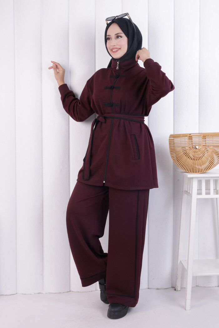 Fermuarlı Biritli Takım 1206 Mürdüm - 2