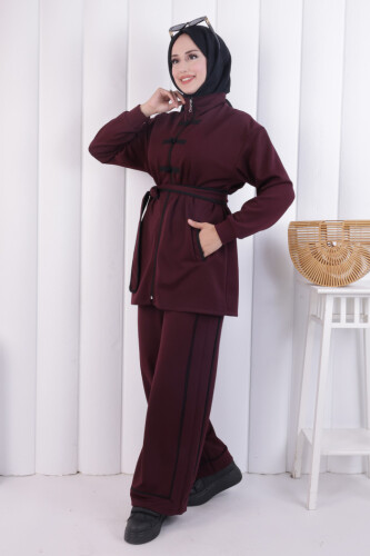 Fermuarlı Biritli Takım 1206 Mürdüm - 3