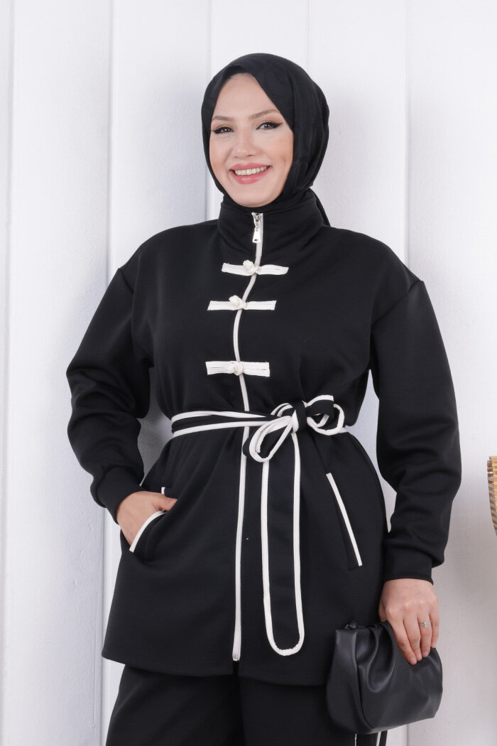 Fermuarlı Biritli Takım 1206 Siyah - 4