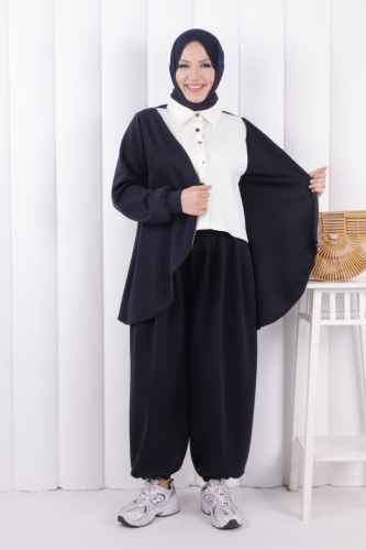 Fermuarlı Garnili İkili Takım 1208 Lacivert