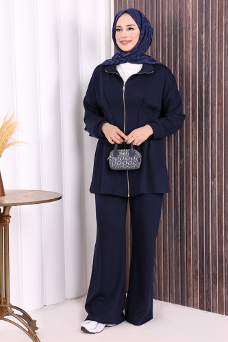 Fermuarlı İkili Oysho Takım 6058 Lacivert - 3