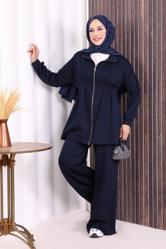 Fermuarlı İkili Oysho Takım 6058 Lacivert - 5