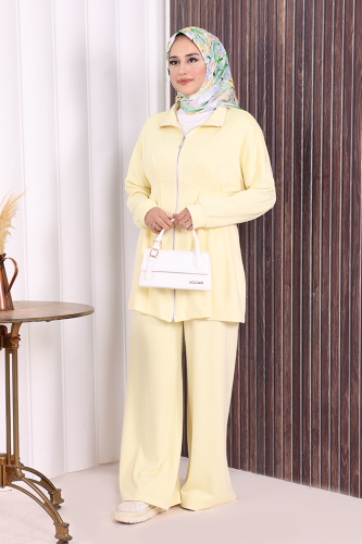 Fermuarlı İkili Oysho Takım 6058 Sarı - 2